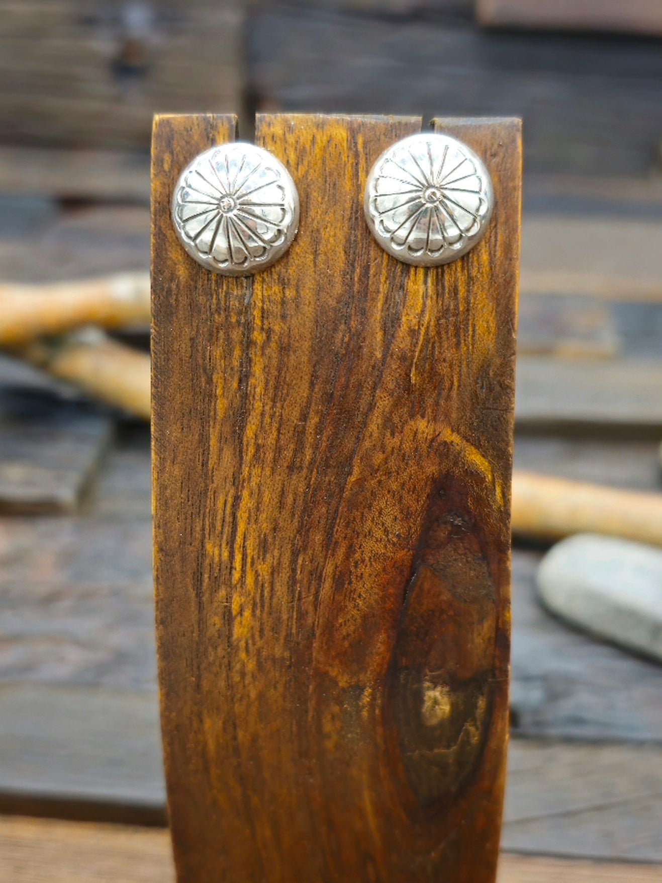 Sterling Silver Mini Concha Post Earrings by Marie Yazzie