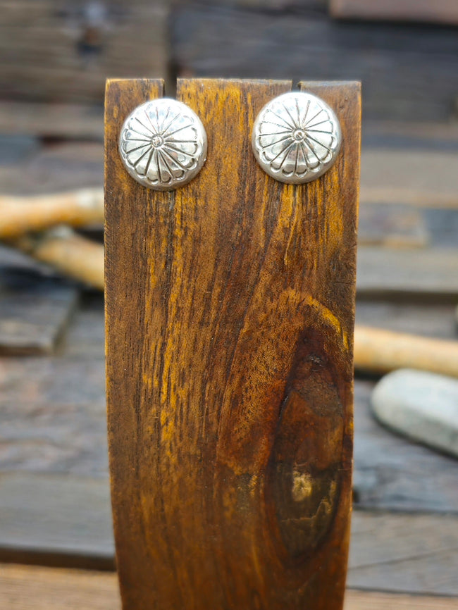 Sterling Silver Mini Concha Post Earrings by Marie Yazzie