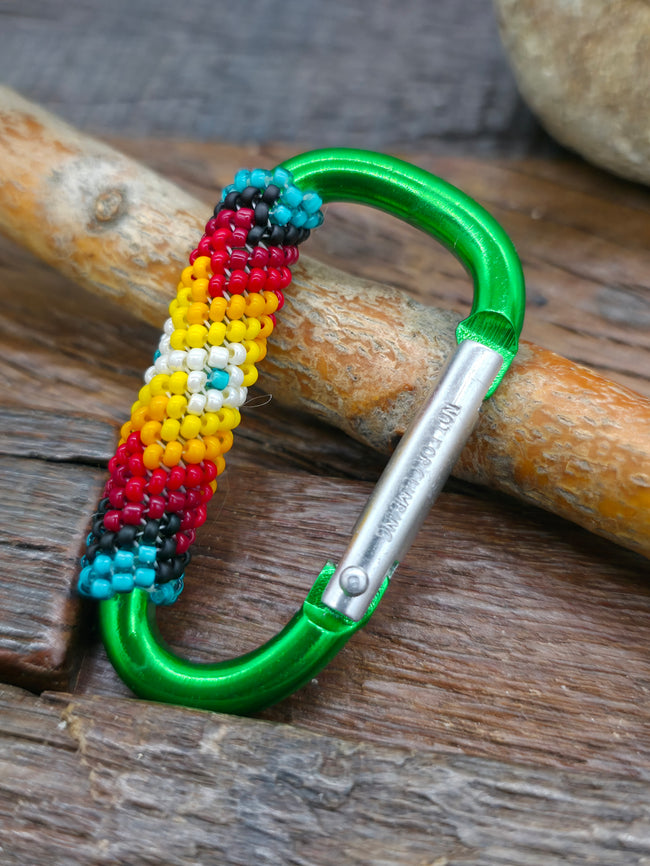 Carabiner Beadwork Keychain by Gerri Garcia - Green