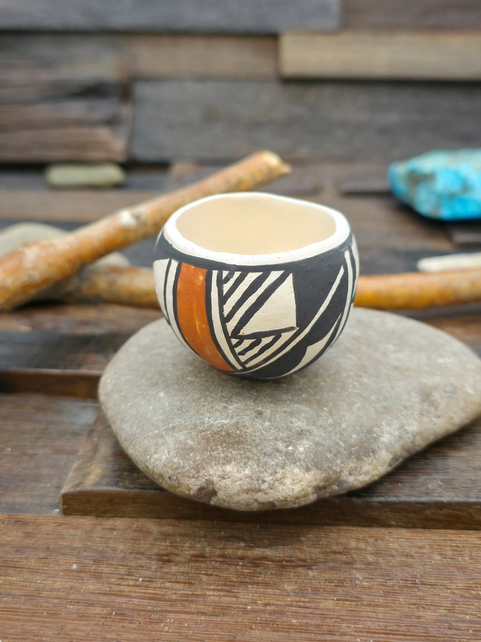 Mini Handmade Acoma Pot by Joyce Lucero - 1 1/2 in. by 1 1/2 in. by 1 1/2 in.
