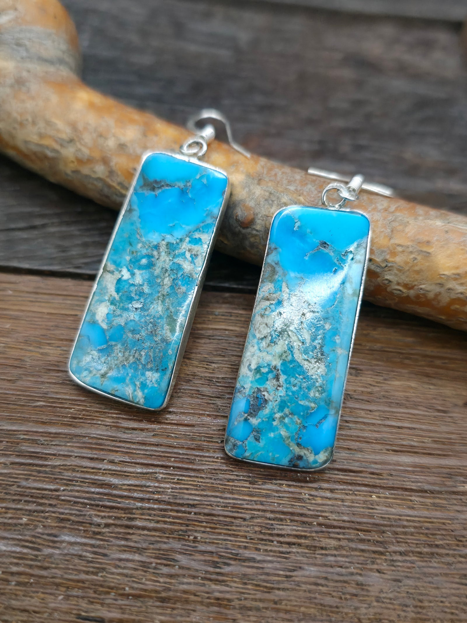 Blue Turquoise and Sterling Silver Slabs by Veronica Tortalita