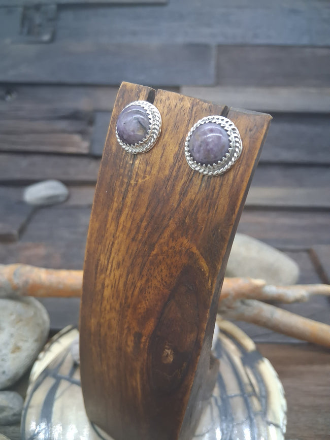 Charoite Post Earrings by Sharon McCarthy