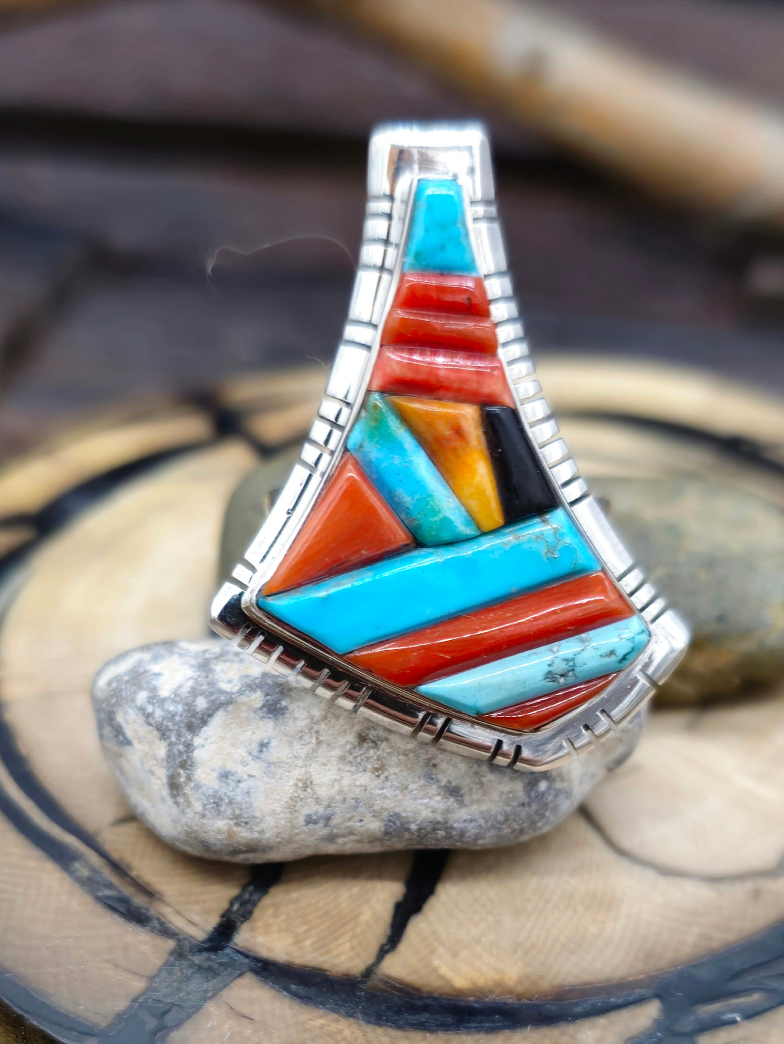 Adjustable Cobblestone Inlay Ring by David Tune
