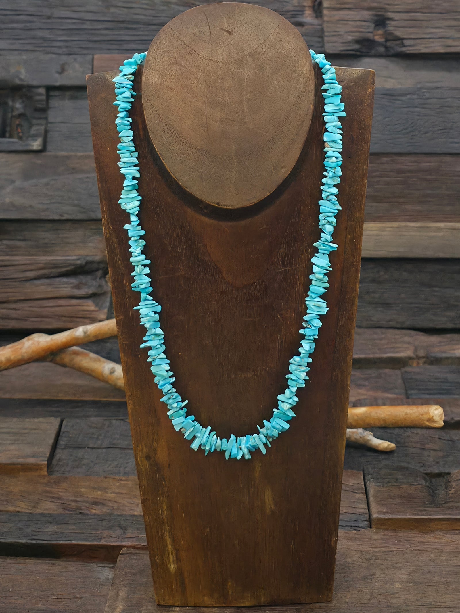 Graduated Blue Turquoise Chip Necklace - 20 in. Plus 2 in. Extender