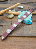 Mercury Dime Red Leather Snap Bracelet - 8 in.