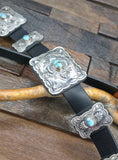 Sterling Silver Golden Hill Turquoise Concho Belt by Geraldine Yazzie - 54 in.