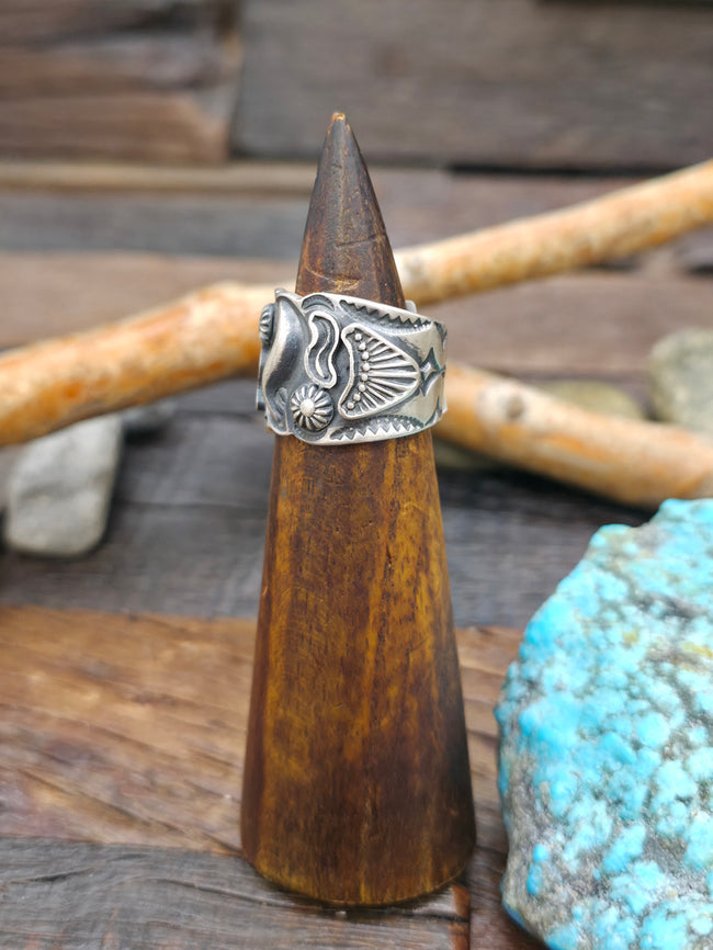 Stamped Sterling Silver Repousse Ring by Bo Reeves - Size 9