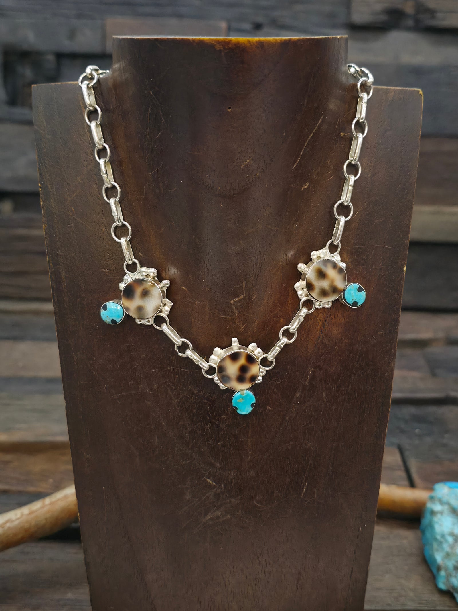 Sterling Silver Zuni Three Turtle Choker Necklace - 13 in.