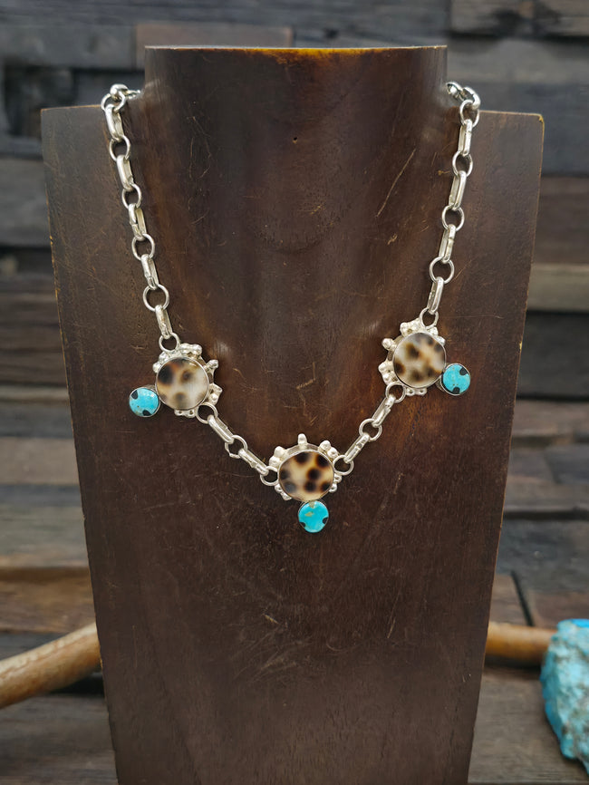 Sterling Silver Zuni Three Turtle Choker Necklace - 13 in.