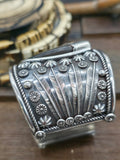 Sterling Silver Leaf Applique Cuff with Bear Claws and Turquoise by Ernest Hawthorne - 7 1/2 in. with Gap