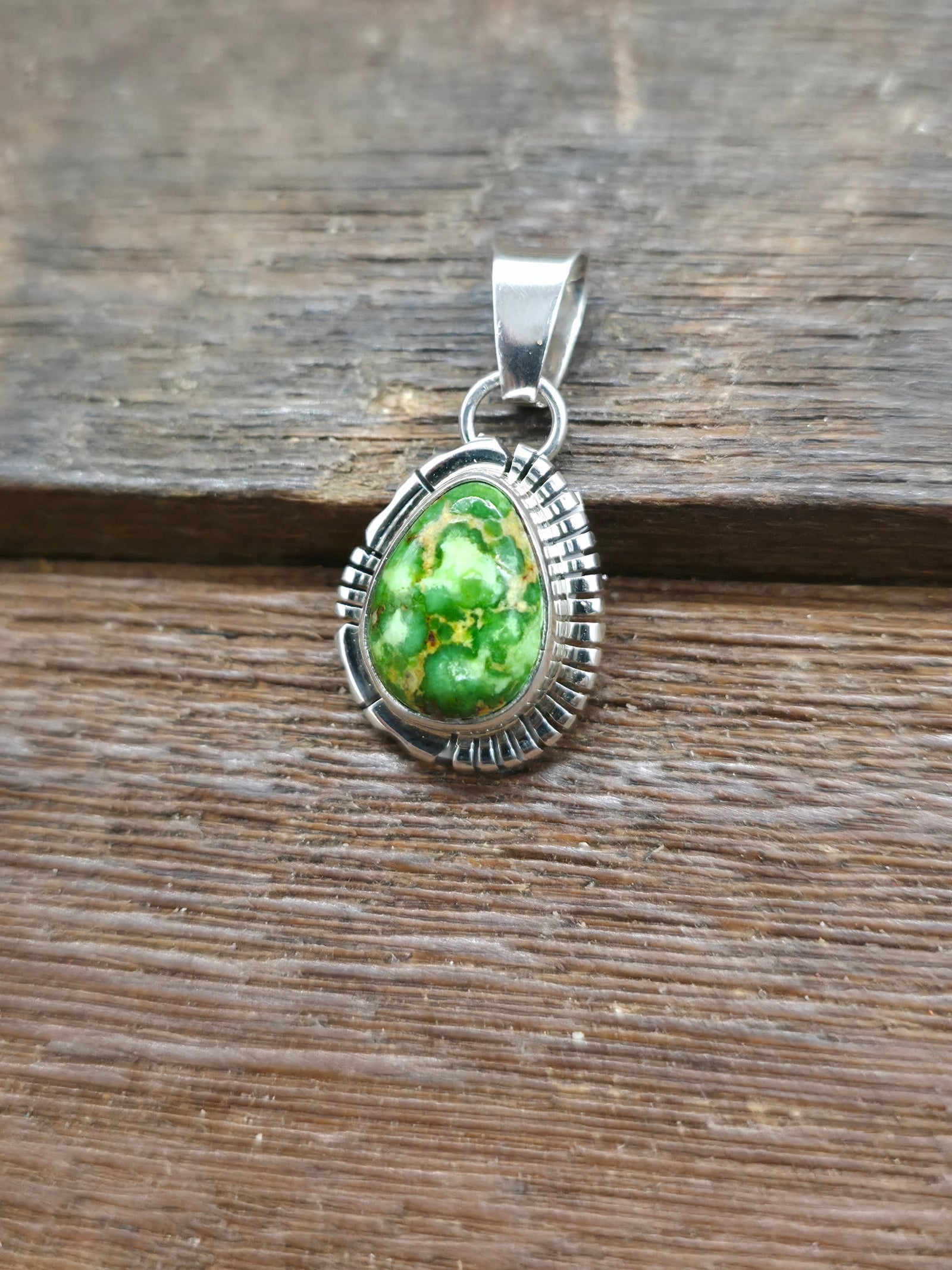 Sterling Silver Sonoran Turquoise Pendant by Nila Johnson - 1 1/4 in. by 5/8 in.