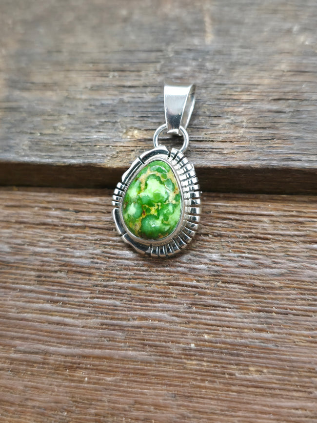 Sterling Silver Sonoran Turquoise Pendant by Nila Johnson - 1 1/4 in. by 5/8 in.