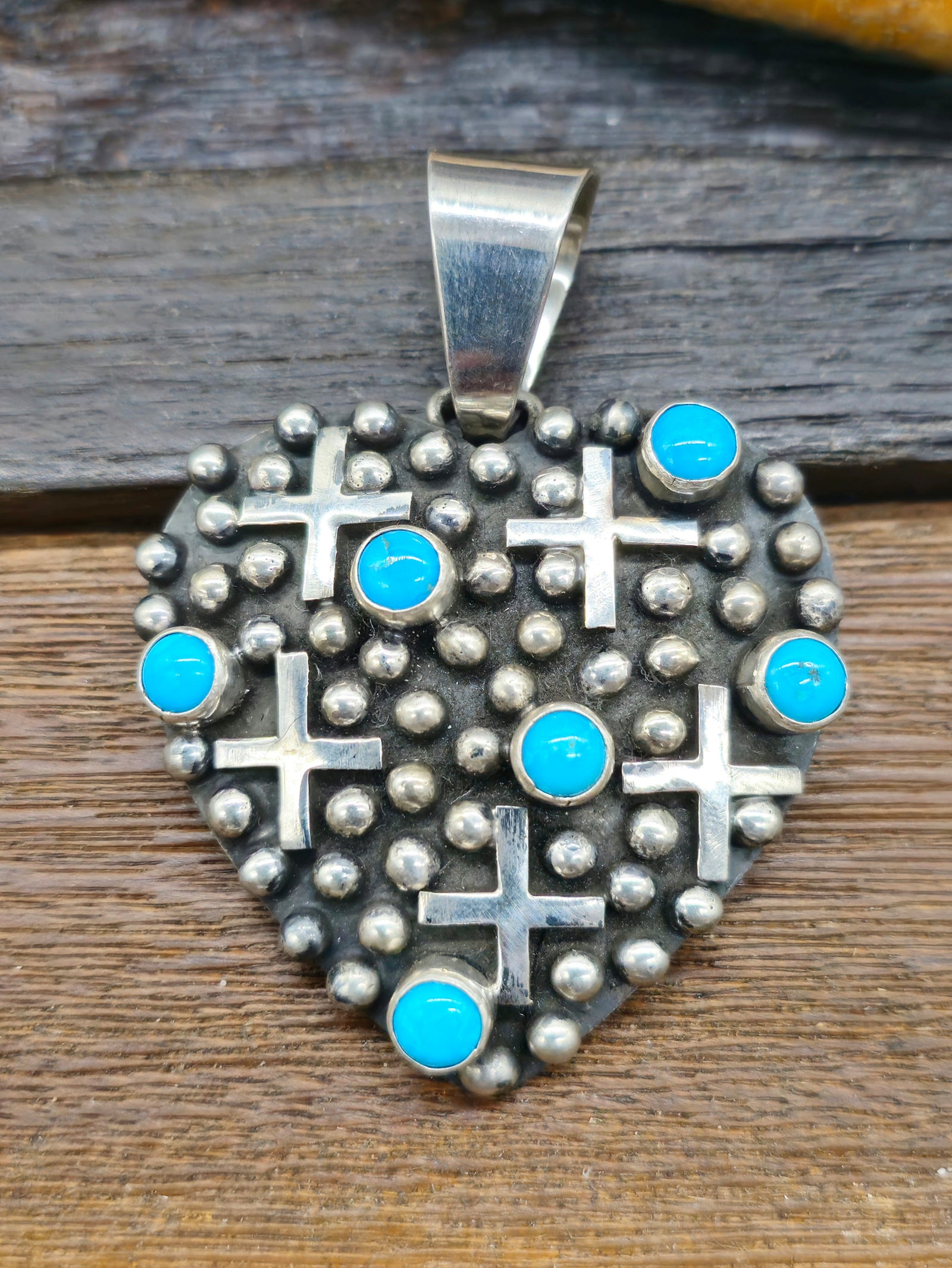 Heart Pendant with Turquoise by Geneva Apachito