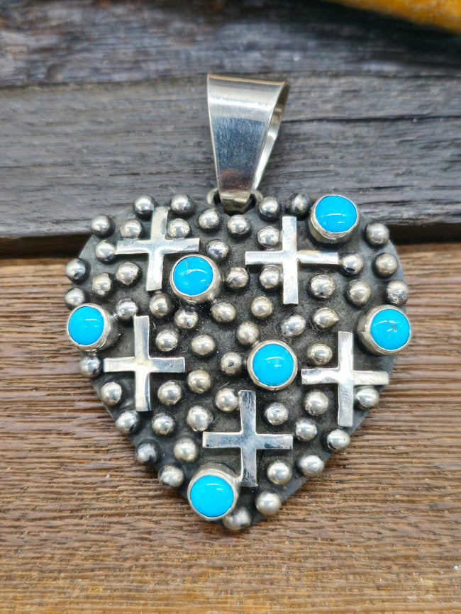 Heart Pendant with Turquoise by Geneva Apachito