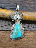 Turquoise Sterling Silver Kachina Pendant by Bennie Ration