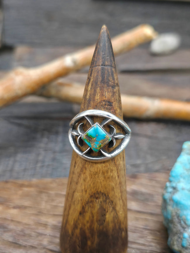 Cast Sterling Silver Sonoran Turquoise Ring by Aaron Anderson - Size 11 1/2