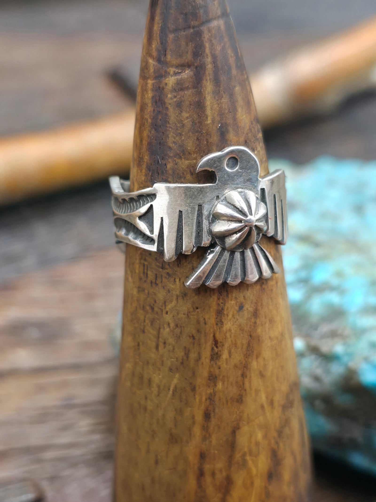 Sterling Silver Thunderbird Ring by Sunshine Reeves - Narrow Band - Size 10 1/2