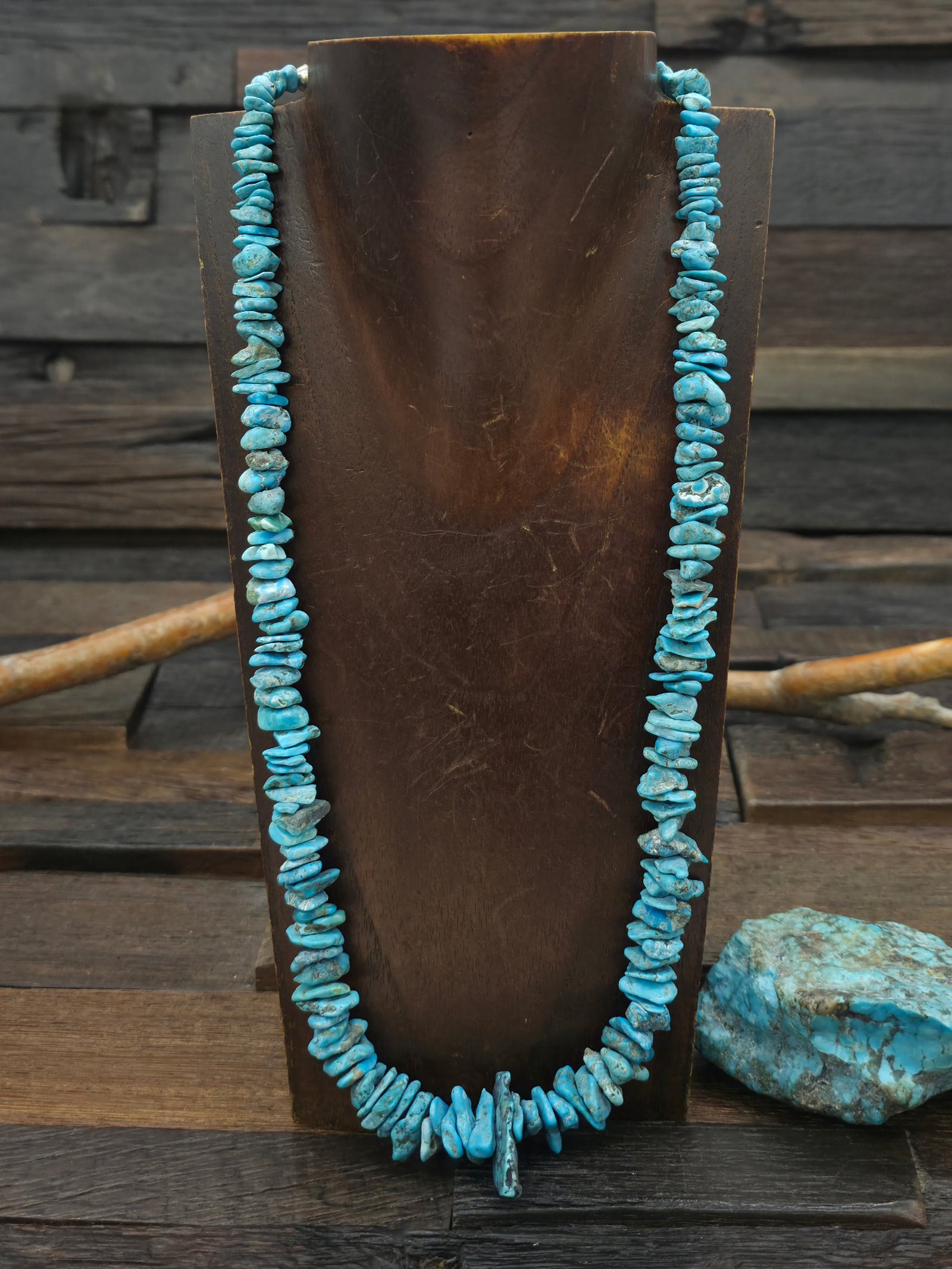 Graduated Turquoise Chip Necklace - 24 in.
