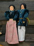 Handmade Cloth Doll Male and Female Set - Dark Green Shirts