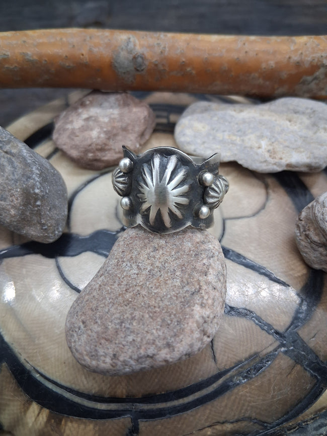 Sterling Silver Stamped Ring Size 8 3/4 by Richard Jim