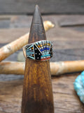 Sterling Silver Navajo Inlay Ring - Size 10