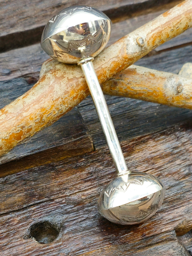 Stamped Sterling Silver Baby Rattle by Monica Smith - XL