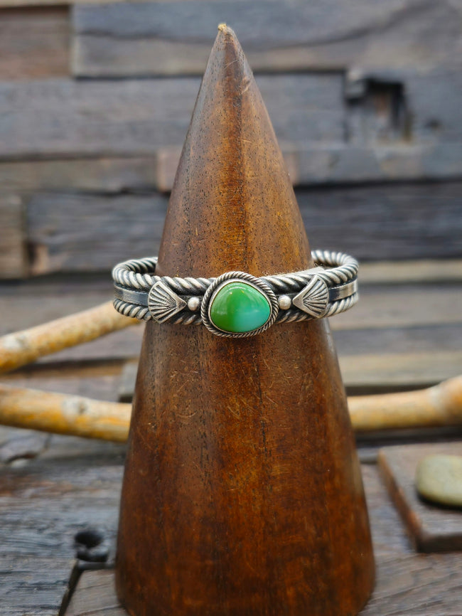Sterling Silver and Royston Turquoise Cuff by Steve Arviso 6 in