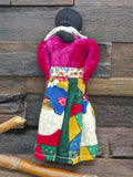 Handmade Cloth Doll - Pink Shirt, Patchwork Skirt
