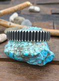 Sterling Silver Ridged Cuff by Leander Tahe - 7 in. with Gap