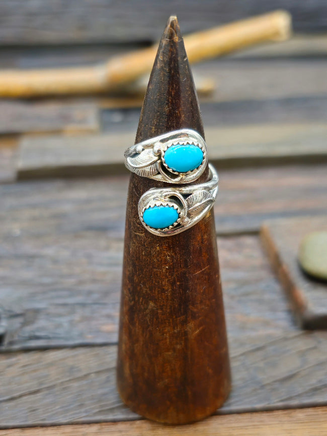 Sterling Silver and Turquoise Wraparound Adjustable Ring