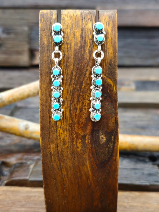 Blue Turquoise Zuni Petit Point Post Earrings by B. Burns