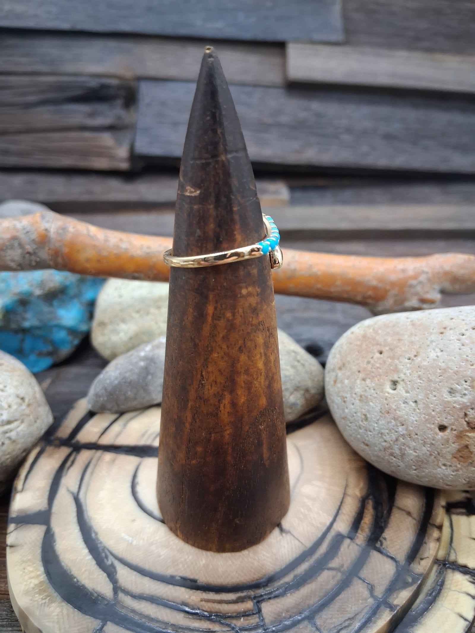 14KT Gold Snake Wrap Ring Sleeping Beauty Turquoise