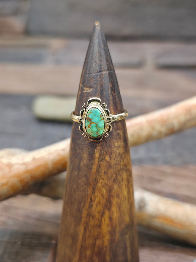 14 KT Gold Royston Turquoise Ring - Size 6