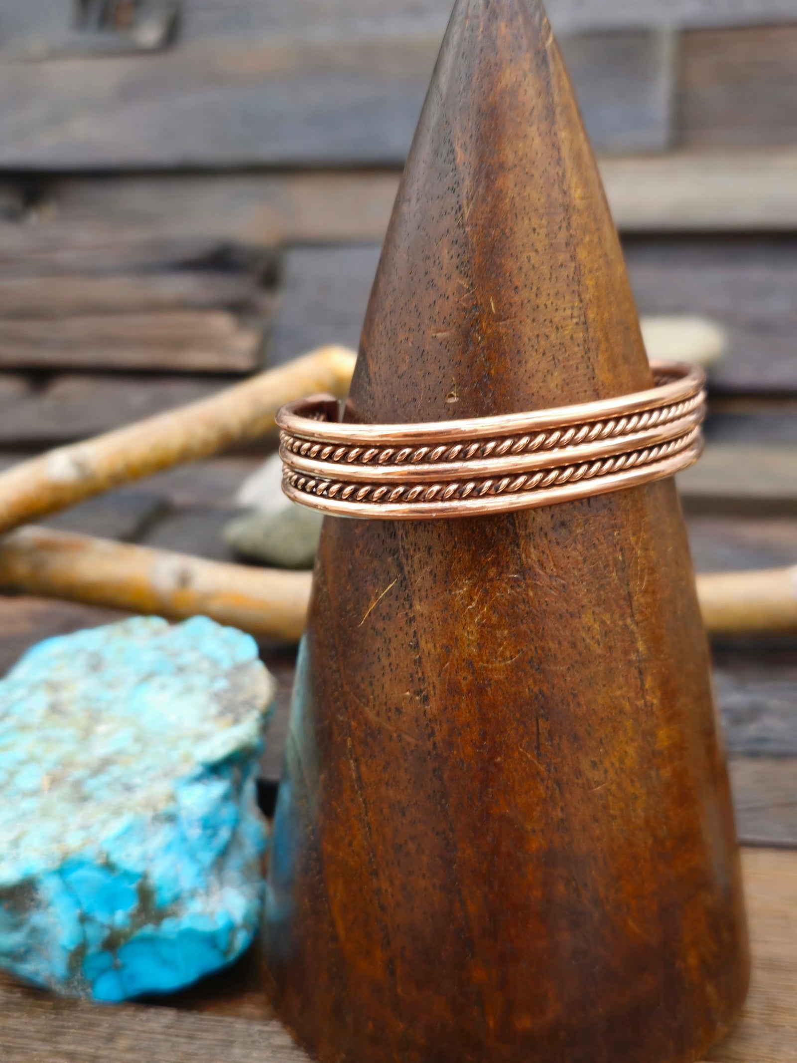Two Row Copper Coil Cuff - 6 in.