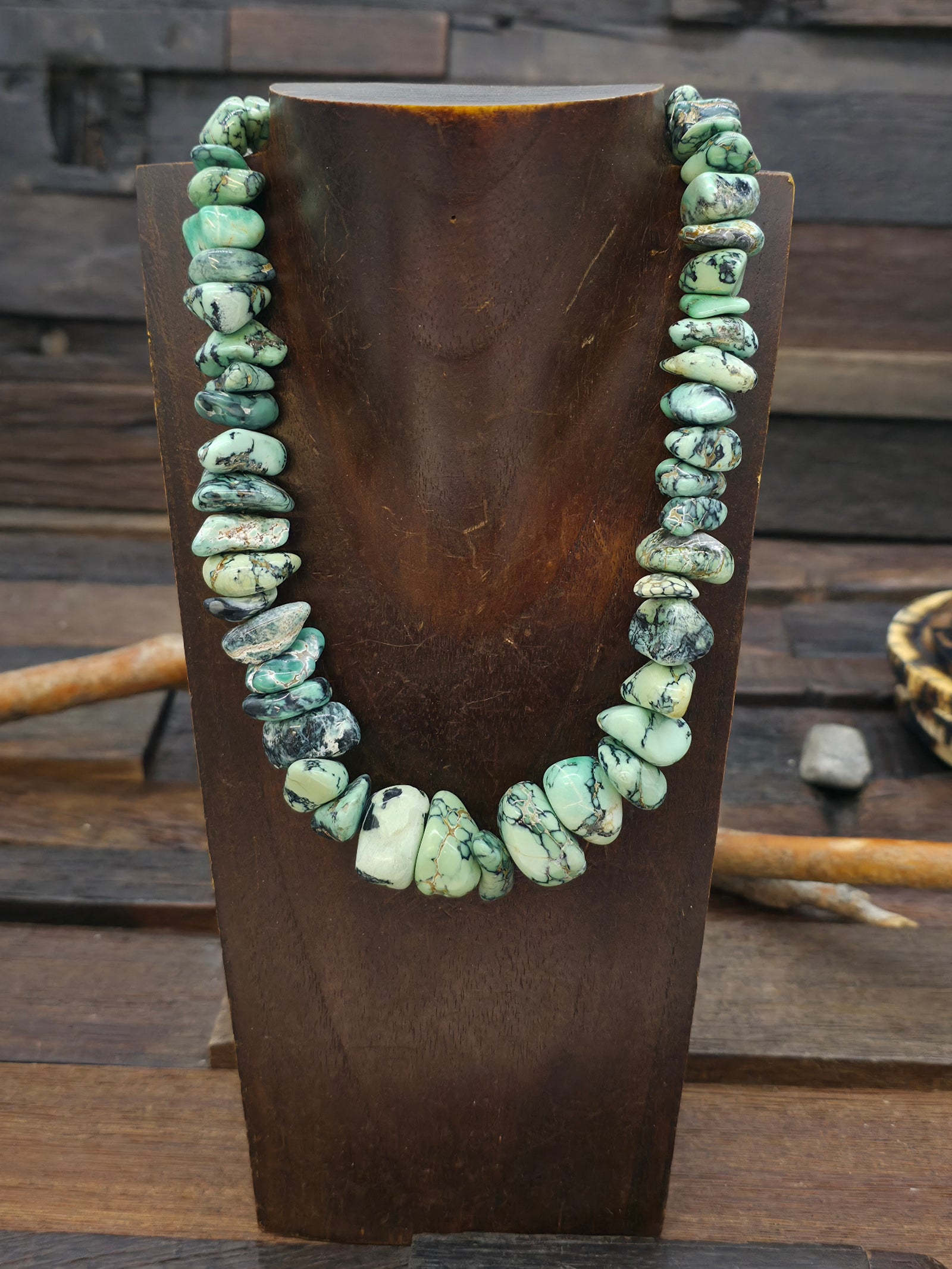 Damele Turquoise Nugget Necklace by Fred Archuleta - 17 in.