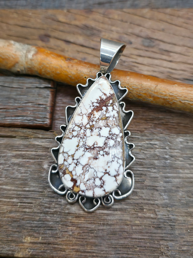 Chumney Butte Sterling Silver Wild Horse Pendant - 3 in. by 1 1/2 in.