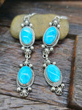 Blue Ridge Turquoise Lariat Necklace and Earring Set by Rosella Paxton 29 in