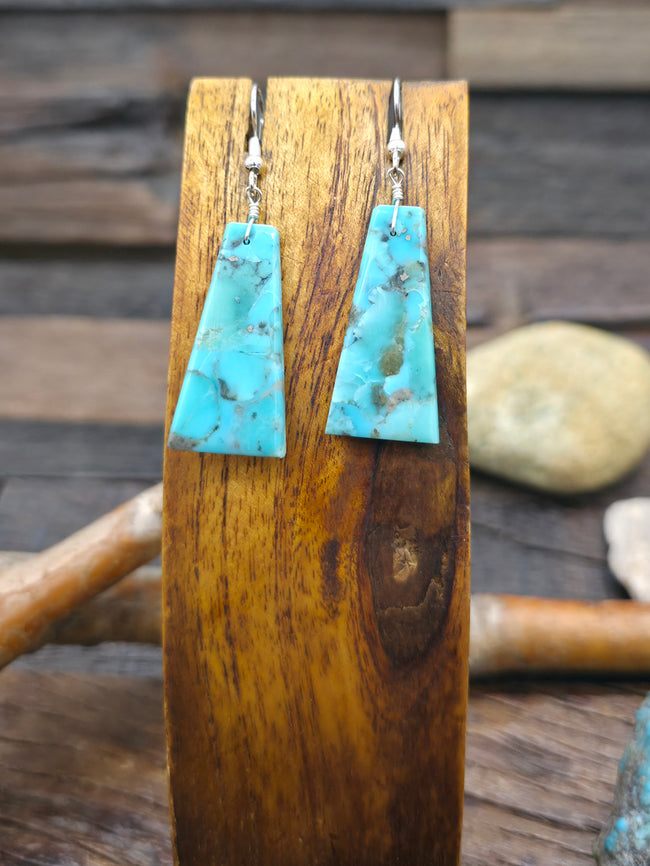 Angular Turquoise Slab Earrings by Jameson Pete - 2 1/4 in. by 3/4 in.