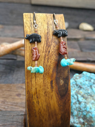 Copper and Green Turquoise Bead Loop Earrings