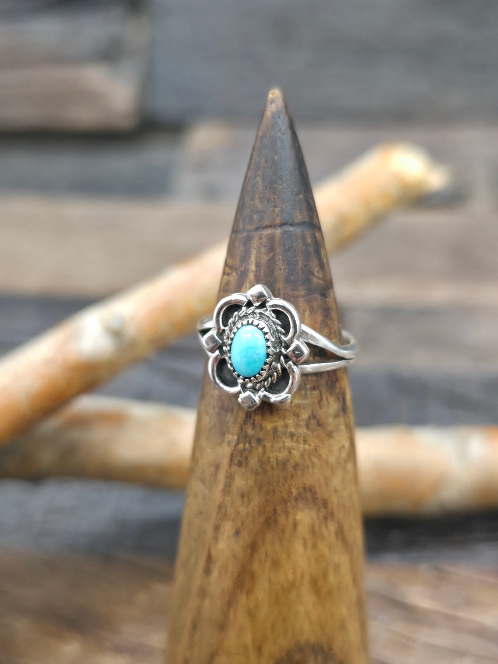 Sterling Silver Turquoise Ring by Hiram Largo - Size 6