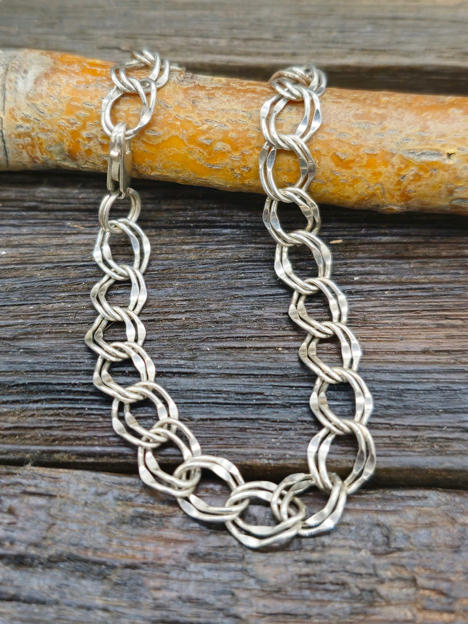 Narrow Sterling Silver Link Bracelet MADE IN ITALY NON-NATIVE MADE 8 in.