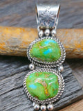 Sonoran Gold Turquoise 2 Stone Sterling Silver Pendant by Rosella Paxton