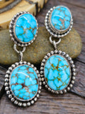 Sterling Silver and Turquoise Lariat Necklace and Earring Set by Mary Ellen - 22 in