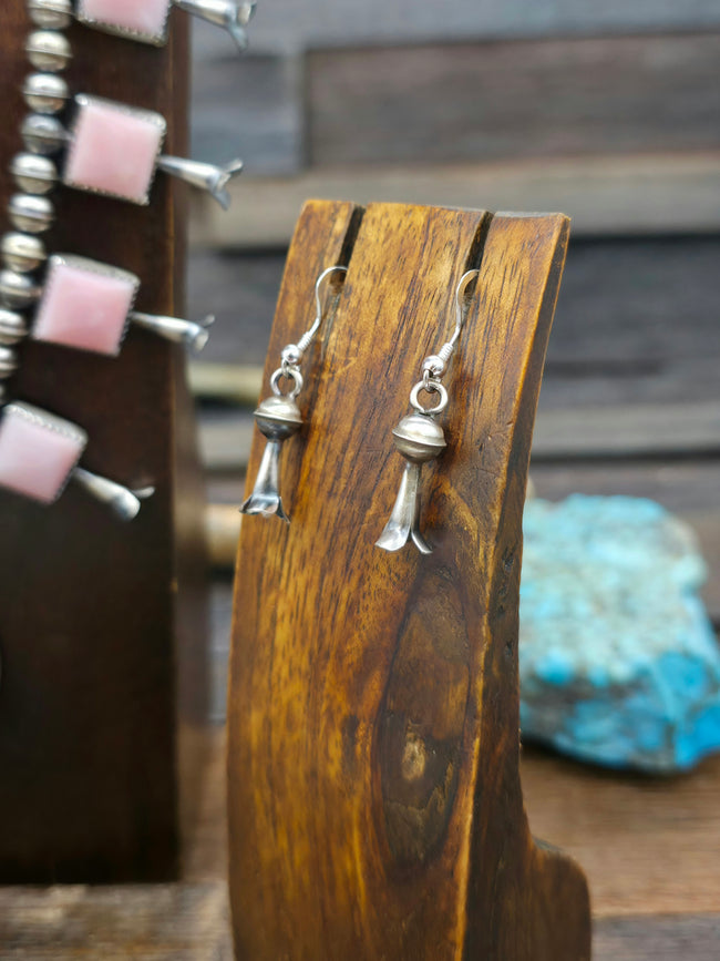 Sterling Silver Pink Conch Shell Squash Blossom Necklace and Earring Set by Phil Garcia - 20 in.