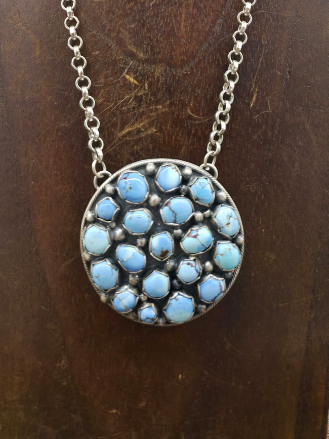 Sterling Silver Golden Hills Turquoise Cluster Pendant Necklace - 16 in.