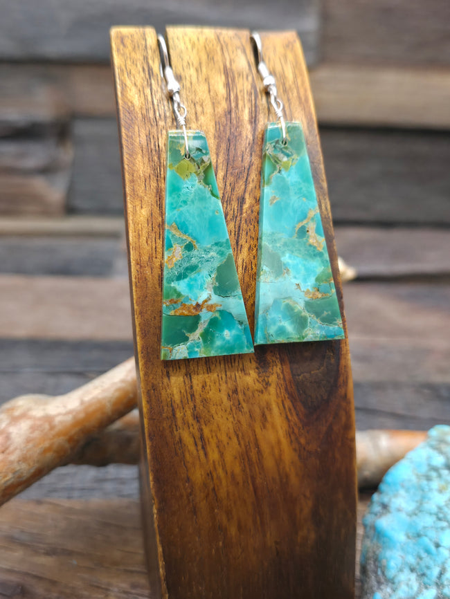 Green Turquoise Slab Earrings by Jameson Pete