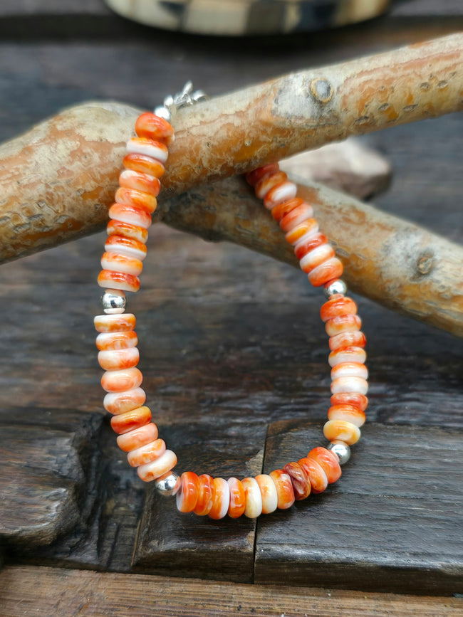 Red Spiny Oyster Beaded Bracelet with Lobster Claw Closure - 5 1/2 in.