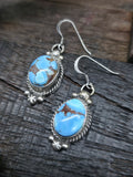 Golden Hill Turquoise Silver Squash Blossom Necklace and Earring Set by Theresa Smith - 22 in.