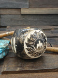 Navajo Horsehair Etched pot by Tom Vail Jr. - 3 in. by 3 1/2 in.