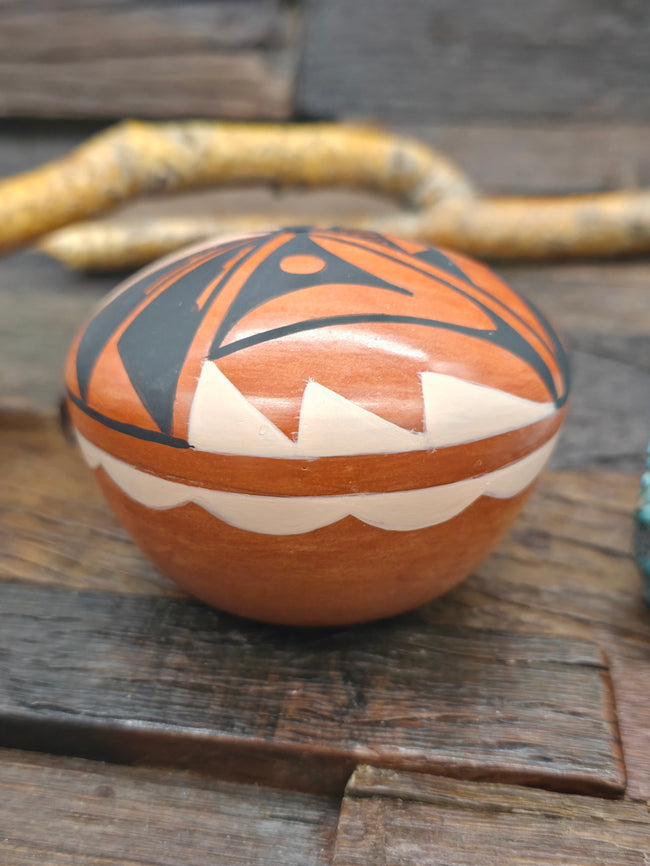 Handmade Painted Jemez Seed Pot by Michelle Mora - Black - 2 1/4 in. by 3 1/4 in. by 3 1/4 in.